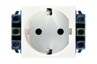 LEGRANDLEGRAND 77601 Модуль розетки 2К+3, 2М, немецкий стандарт (Schuko), проходной (в короб), с защитными шторками, Mosaic