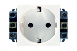 LEGRANDLEGRAND 77601 Модуль розетки 2К+3, 2М, немецкий стандарт (Schuko), проходной (в короб), с защитными шторками, Mosaic